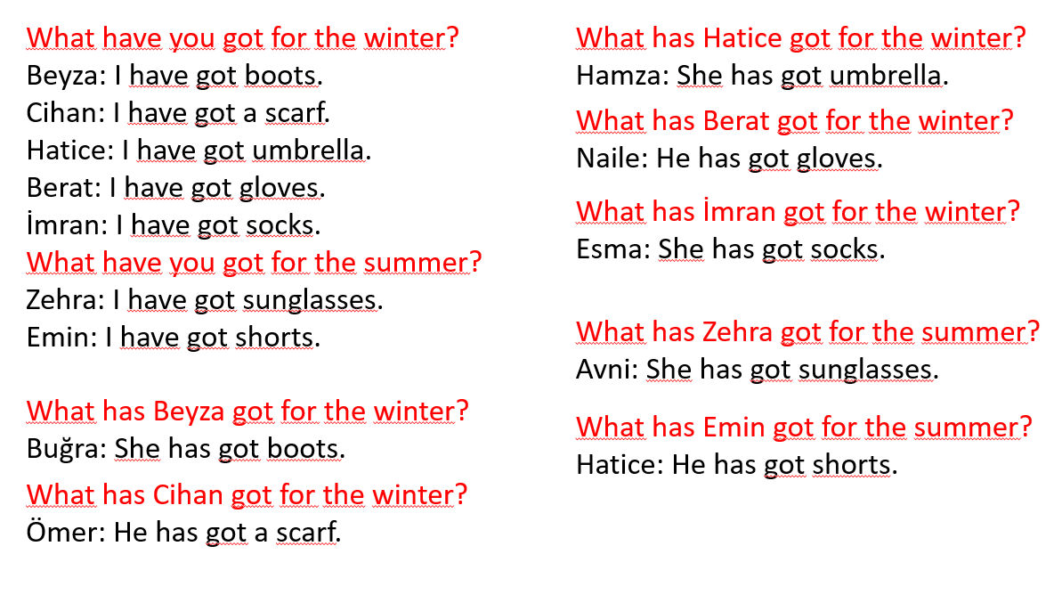 4. sınıf 8. ünite kelimeleri